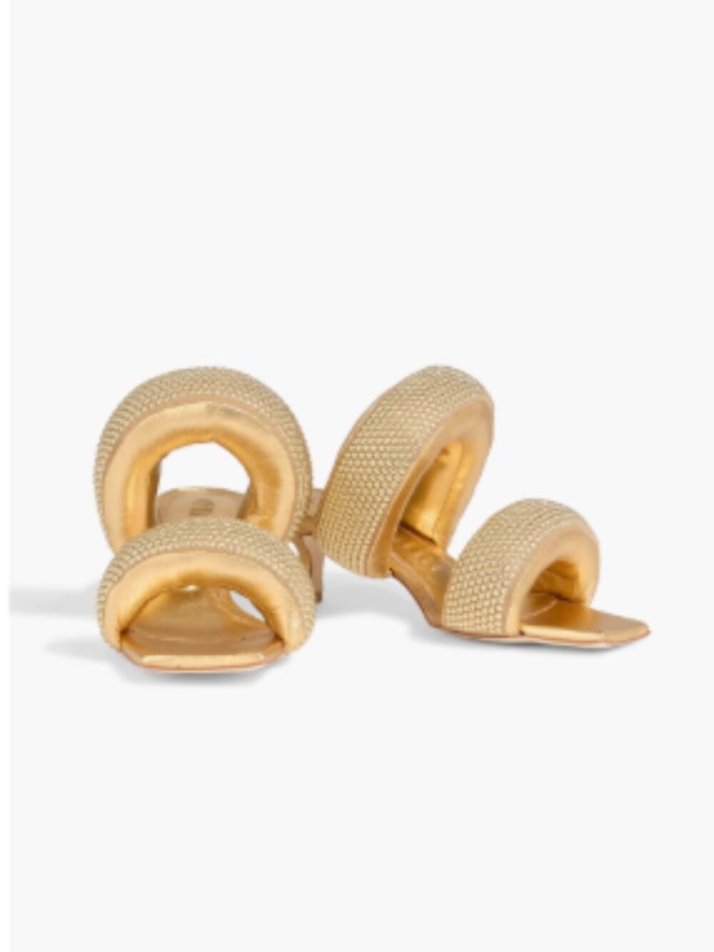 CULT GAIA Rue Studded Metallic Padded Leather Mules In Gold - Picture 6 of 6